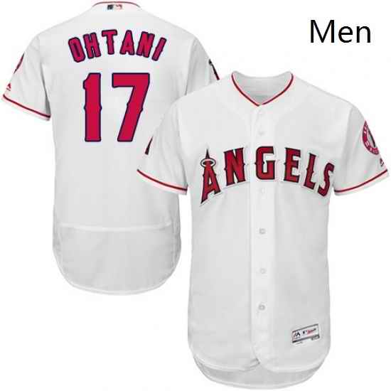 Mens Majestic Los Angeles Angels of Anaheim 17 Shohei Ohtani White Home Flex Base Authentic Collection MLB Jersey